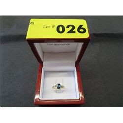 10kt gold diamond & sapphire ring