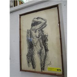 Original charcoal drawing of nude