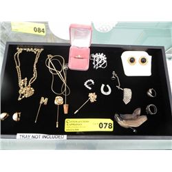Tray of vintage and costume jewelry