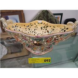 Bone china open weave basket