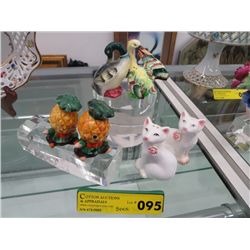 Three sets of collectible salt and pepper shakers