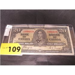 1937 Canadian $20.00 bill