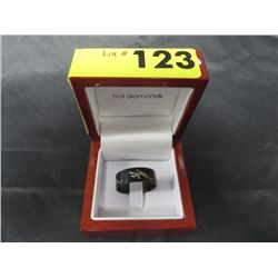Mens ring, black with silver colour Lizard motif