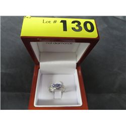 Tanzanite & diamond ring, 10 KT white gold
