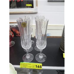 Six crystal champagne flutes