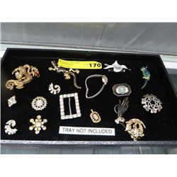 Tray of vintage & costume pieces