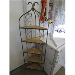 Metal and wicker corner shelf