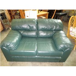 Green leather loveseat