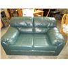 Image 1 : Green leather loveseat