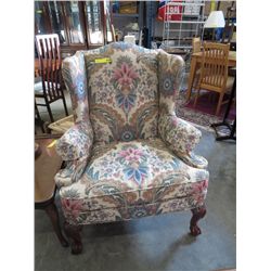 Upholstered wing back chair