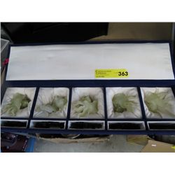Five jade koi fish with stands