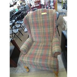 Grey/brown upholstered arm chair