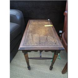 Wood wicker top side table