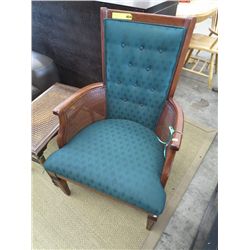 Wood and wicker arm chair