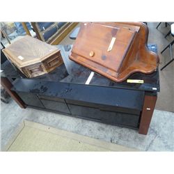Black smoked glass TV table