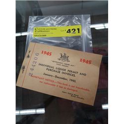 1945 Liquor Permit voucher book