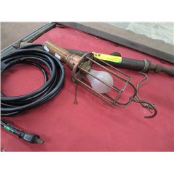 Vintage tire pump and trouble light
