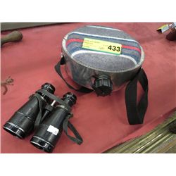 Binoculars and canteen