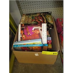 Box of hardcover and paper back books