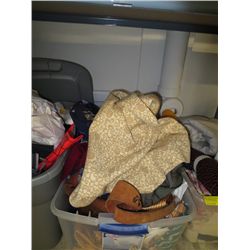 tote of fabric and costume parts