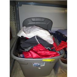 tote of fabric and costume parts