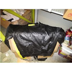 Men's large black leather jacket