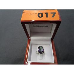 .925 silver, Rhodium dipped mystic topaz ring