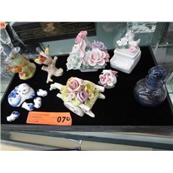 A tray of china and ceramic miniatures