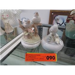 Pair of musical china ornaments