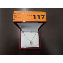 Pear Shape Blue Topaz & Diamond Pendant