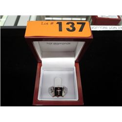Man's stainless steel cross ring with gemstone