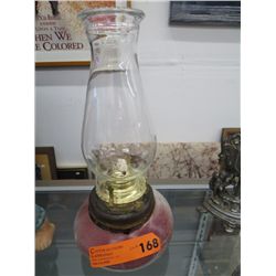 Pottery base oil lamp 13" tall