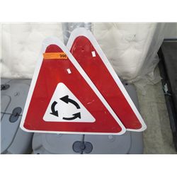 Two roundabound signs