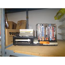 12 DVDs, DVD player, Car stereo & radar detector