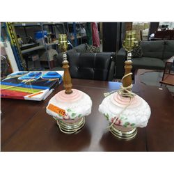 Pair of glass base lamps- floral design