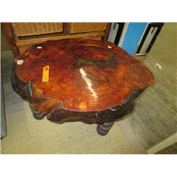 Burl coffee table 28" wide x 18" tall