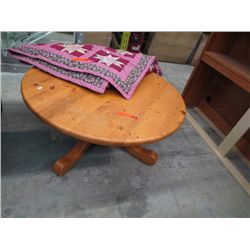 Round pine coffee table 1' dia. 17" tall