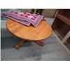 Image 1 : Round pine coffee table 1' dia. 17" tall