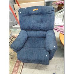 Blue upholstered reclining rocker