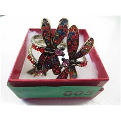 Coloured crystal dragonfly bracelet