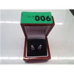 Diamond & amethyst sterling silver earrings