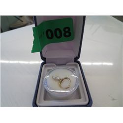 14 kt gold single hoop earring with cubic zirconia