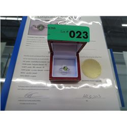 Peridot & diamond ring set in silver