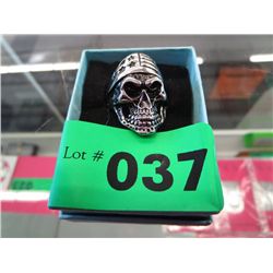 Stainless steel American biker skull ring
