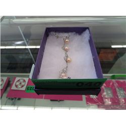 Fresh water pink pearl & crystal bracelet