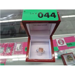 Rare red diamond cluster ring in silver