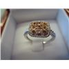 Image 2 : Rare red diamond cluster ring in silver