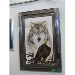 Indian & Wolf - Framed print