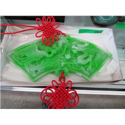 Oriental Green glass fan-shaped decoration