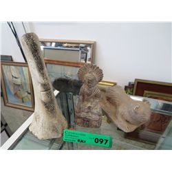 Four figurines, assorted materials